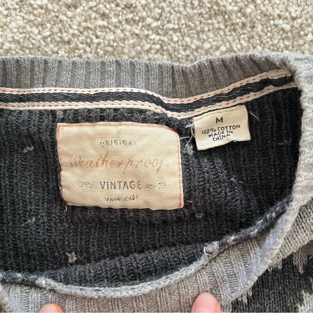 Vintage Weatherproof 100% Cotton Two-Tone Gray Moose Pattern Sweater - Picture 3 of 9